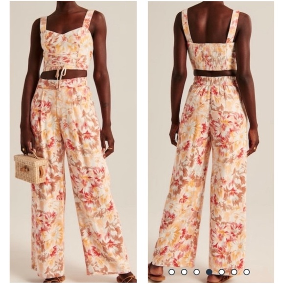 Abercrombie & Fitch Pants - Abercrombie Floral Print Linen-Blend Matching Set